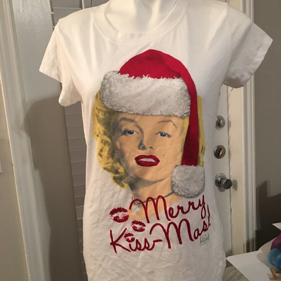Marilyn Monroe Merry KissMas Junior 34 Bust T Shirt NEW  Har1 - Picture 5 of 6